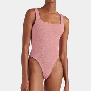 NWT Hunza G Swimsuit Dusty Pink One Size Bikini Swimwear Metallic New Rare